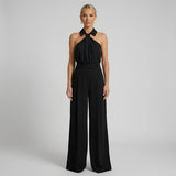 Combinaison Pantalon Palazzo Dos Nu Col Haut Fluide Élégant