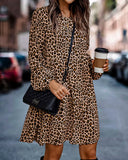 Robe Cheetah Ample Manches Longues Imprimé Léopard