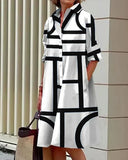Robe à Imprimé Géométrique Moderne avec Poches Latérales
