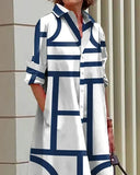 Robe à Imprimé Géométrique Moderne avec Poches Latérales