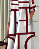 Robe à Imprimé Géométrique Moderne avec Poches Latérales