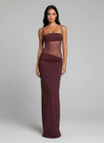 Robe Longue Bustier Dentelle Bretelles Fines Extensible Élégant