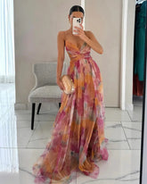 Robe Longue Fleurie Fluide Été Fermeture Réglable Décontracté
