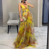 Robe Longue Fleurie Fluide Été Fermeture Réglable Décontracté