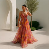 Robe Longue Gardania Motif Floral Fluide Élégante
