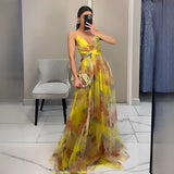 Robe Longue Gardania Motif Floral Fluide Élégante