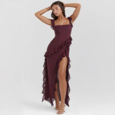 Robe Longue Élégante en Tissu Fluide et Respirant