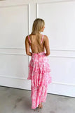 Robe Maxi Mousseline Plissée Évasée Volants Col V Élégant