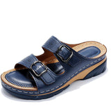 Sandales Cuir Souple Semelle Gel Amortissante Confort Soutien Décontracté