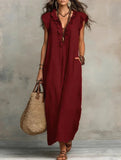 Robe Bohème Chic Longue Fluide Lin Coton Volants Poches Été Vacances