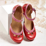 Ballerines Mary Jane Femme Bride Cheville - Rouge