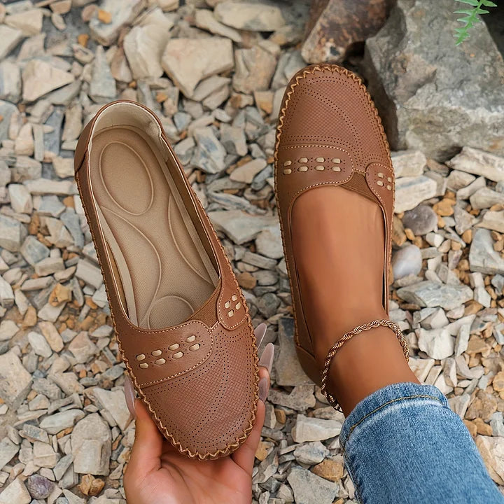 Ballerines orthopédiques femme confort semelle antidérapante - Marron