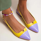 Ballerines pointues femme bride arrière bicolores - Jaune