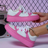 Baskets Femme à Imprimés Tendance et Semelle Confort - Rose