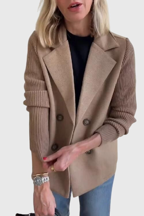 Blazer croisé femme manches contrastées