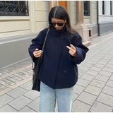 Blazer double boutonnage femme coupe ajustée courte