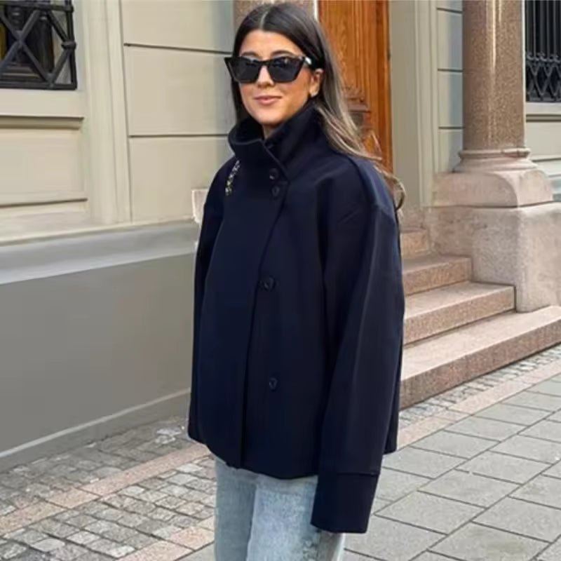 Blazer double boutonnage femme coupe ajustée courte