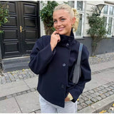 Blazer double boutonnage femme coupe ajustée courte