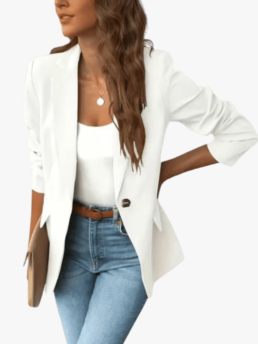 Blazer femme coupe droite manches longues et poches