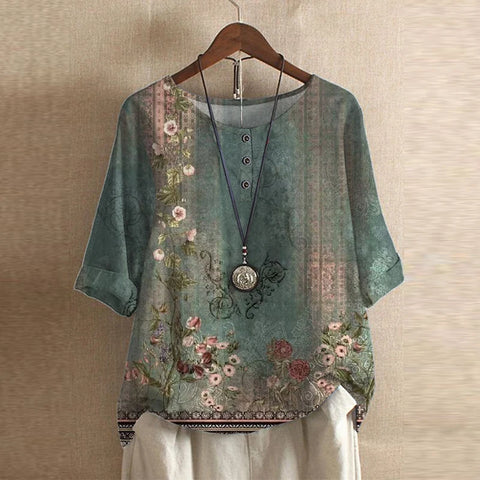Blouse Fleurie Femme Coupe Ample Motif Vintage