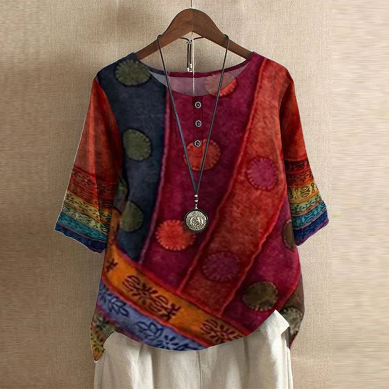 Blouse Fleurie Femme Coupe Ample Motif Vintage
