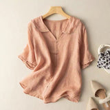 Blouse vintage col festonné boutonnée femme