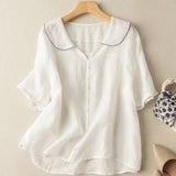 Blouse vintage col festonné boutonnée femme