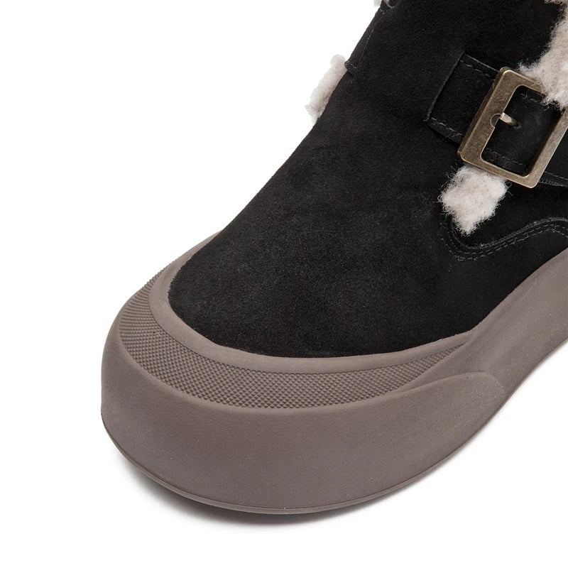 Bottes de neige fourrées en cuir femme