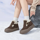 Bottes de neige fourrées en cuir femme