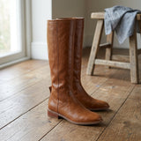Bottes hautes cuir femme talon bloc style équestre