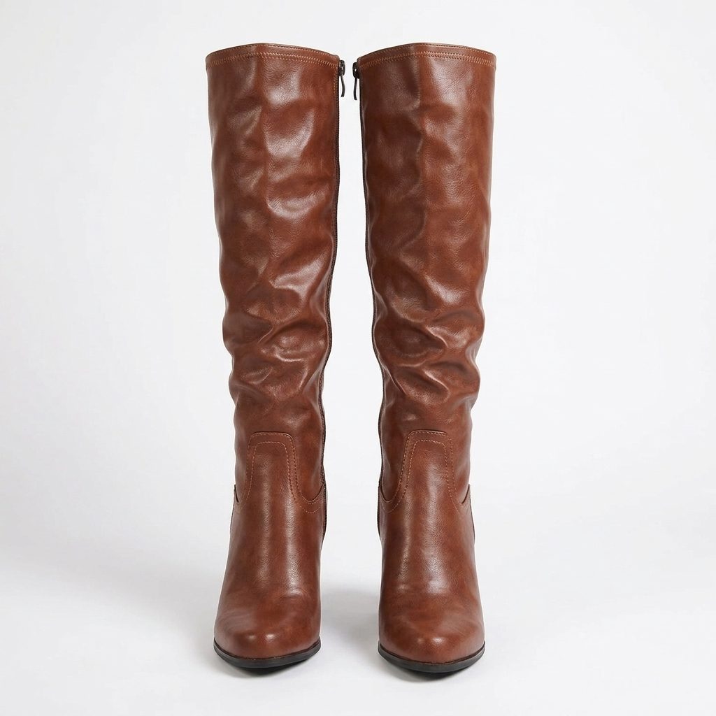 Bottes hautes femme en cuir talon bloc