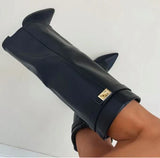 Bottes hautes femme en suédine talon compensé bout pointu