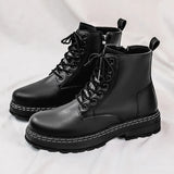 Bottes moto homme en cuir verni noir