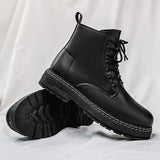 Bottes moto homme en cuir verni noir