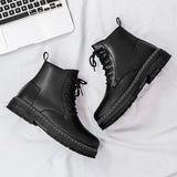 Bottes moto homme en cuir verni noir