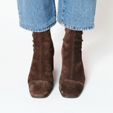 Bottines Bout Carré Femme Talon Bloc Suédine