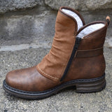 Bottines cuir fourrées à boucle pour femme