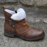 Bottines cuir fourrées à boucle pour femme
