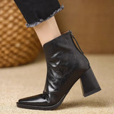 Bottines en cuir talon bloc femme bout carré