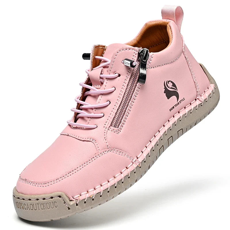 Bottines Plates Femme Rétro Bout Rond