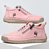 Bottines Plates Femme Rétro Bout Rond - Rose