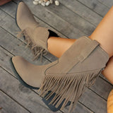 Bottines Santiag Femme Suédine à Franges