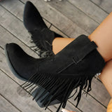 Bottines Santiag Femme Suédine à Franges