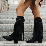 Bottines Santiag Femme Suédine à Franges