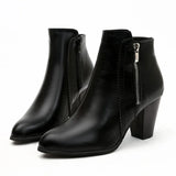 Bottines talon large zip femme - Noir