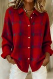 Cardigan à Carreaux Femme en Tricot Manches Longues