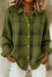 Cardigan à Carreaux Femme en Tricot Manches Longues