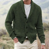 Cardigan Col V Homme en Laine Boutonné Vintage