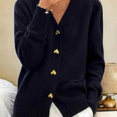 Cardigan femme chaud à boutons coeur, manches longues