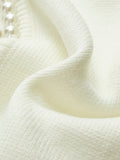 Cardigan Femme en Maille à Perles Ourlet Effiloché